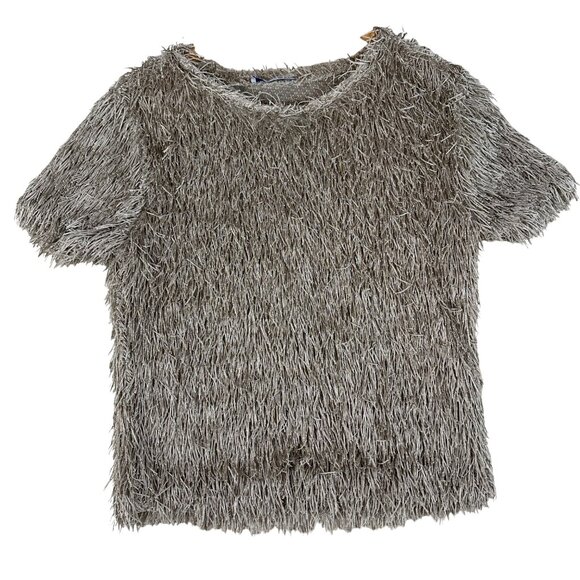 Zara Trafaluc eyelash Fringe Short Sleeve Top M Fairy Grunge Baddie Punk Rocker - Picture 1 of 10